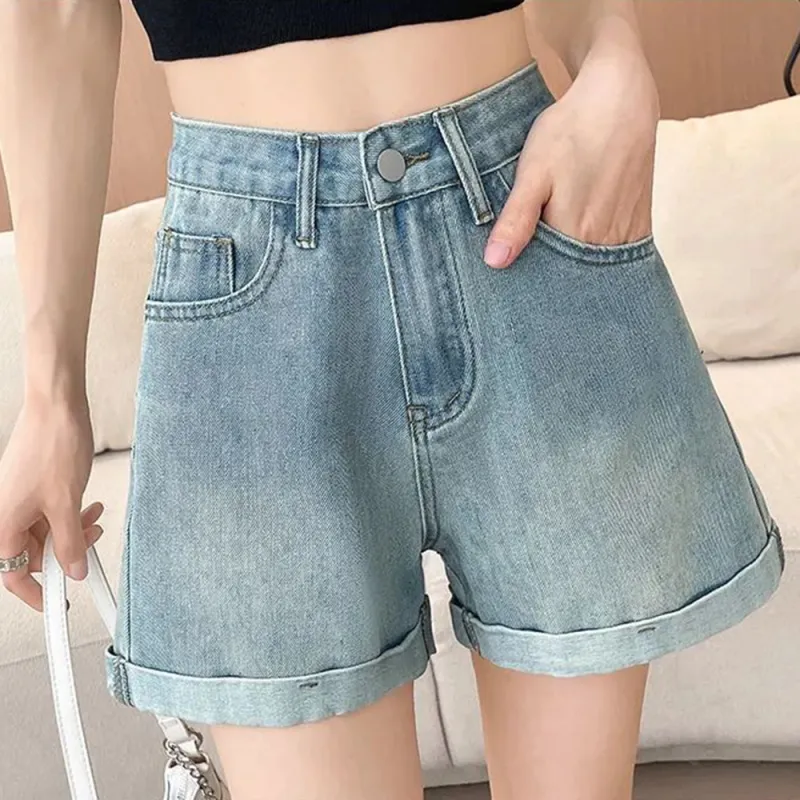 Garbege Denim Shorts Women's Blue-2