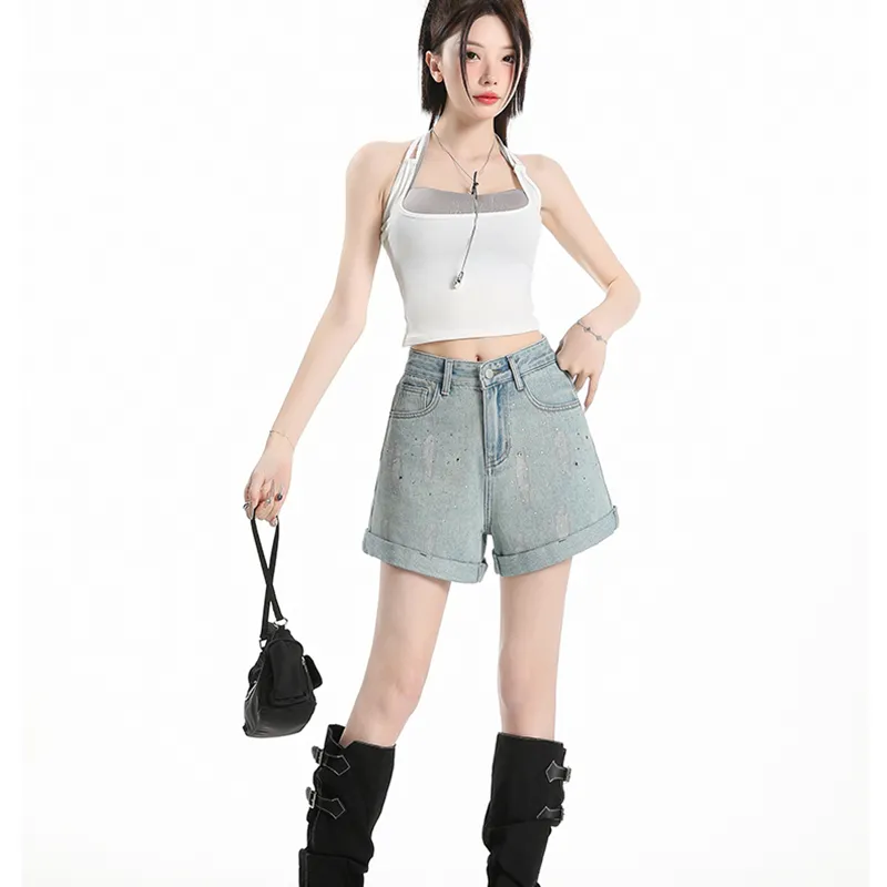 Garbege Denim Shorts Women's Blue-2