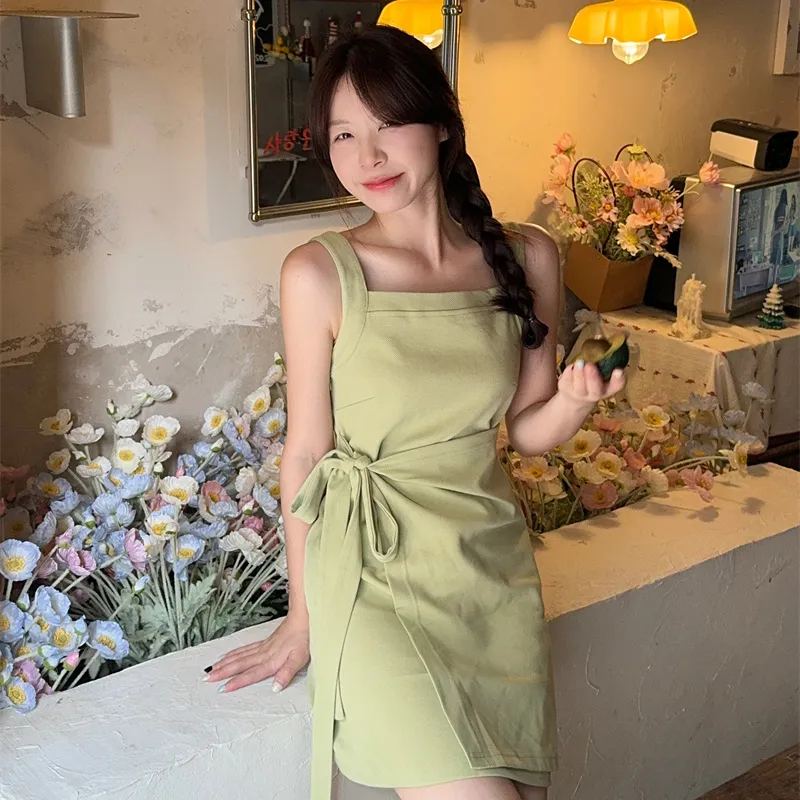 Garbege Slip Dresses Women's Avocado Green-5
