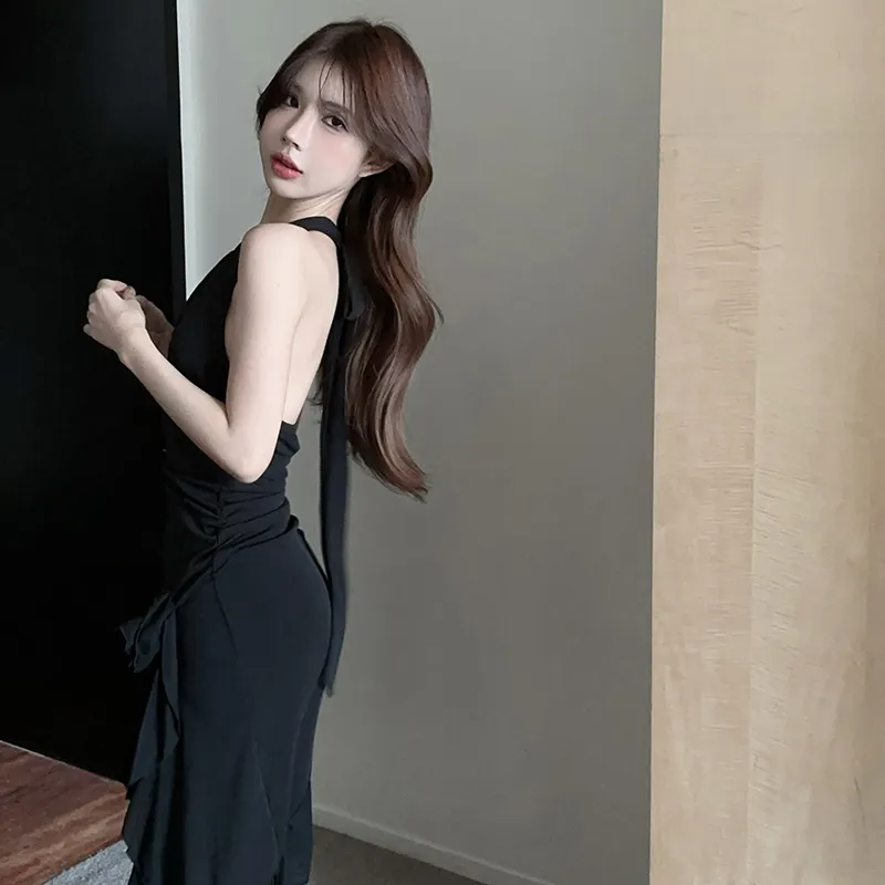Garbege Slip Dresses Women's Black Dress-3