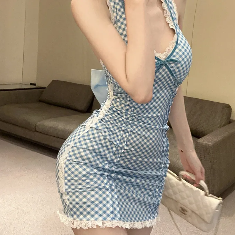 Garbege Slip Dresses Women's Blue-2