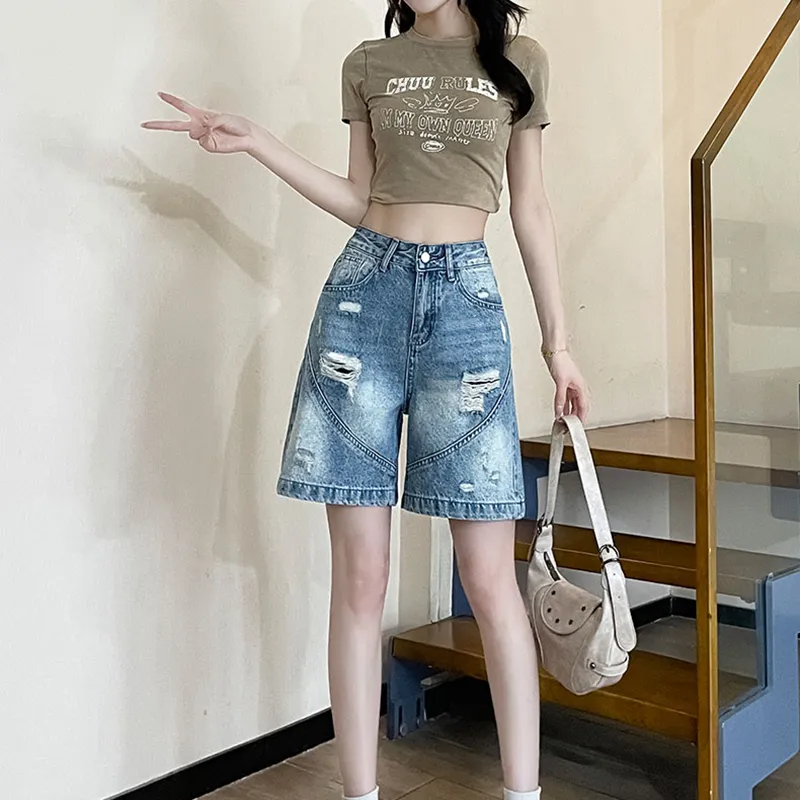 Garbege Denim Shorts Women's Blue-2
