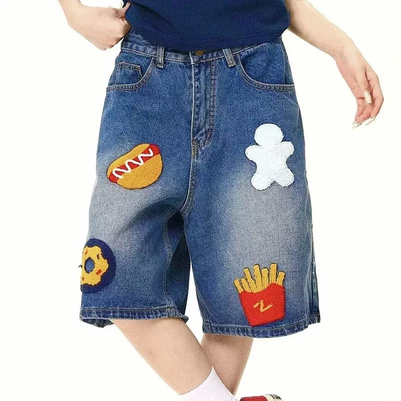 Garbege Denim Shorts Women's Blue-6