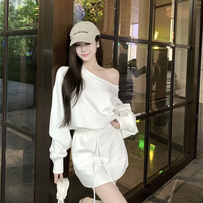 Garbege Skirt Set Women's White-3