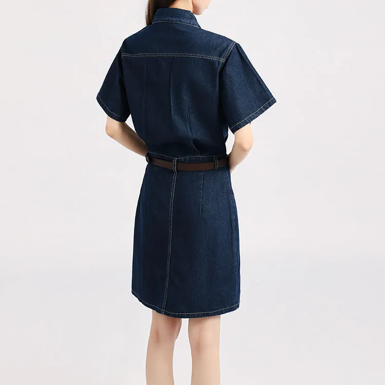 Garbege Short Sleeved Dresses Women's Dark Blue-3