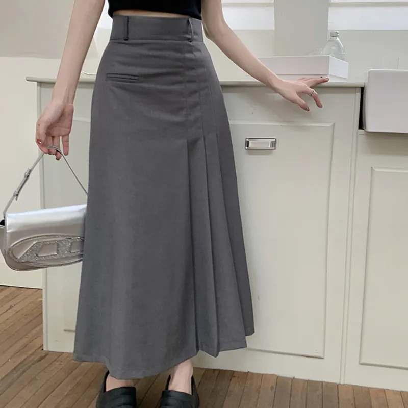 Garbege Casual Long Skirts Women's Gray-7
