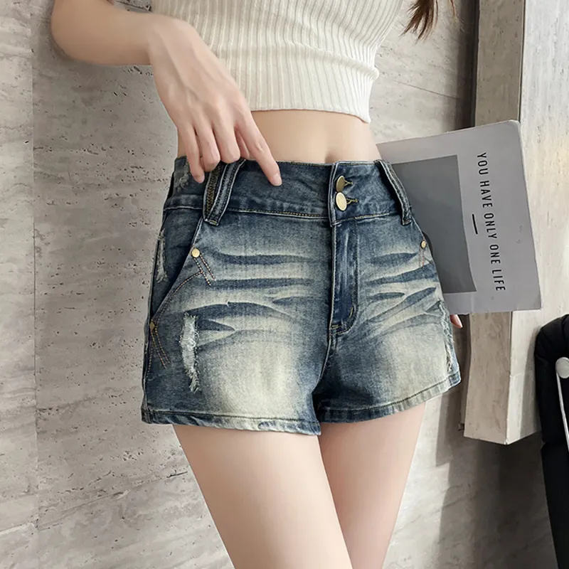 Garbege Denim Shorts Women's Vintage Blue-5