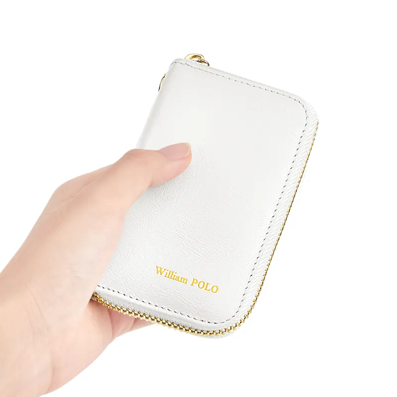 WilliamPOLO Cow Leather Multifunction Trunk Mini Card Bag With Zipper Coin Purse Regular Unisex Multicolor-5