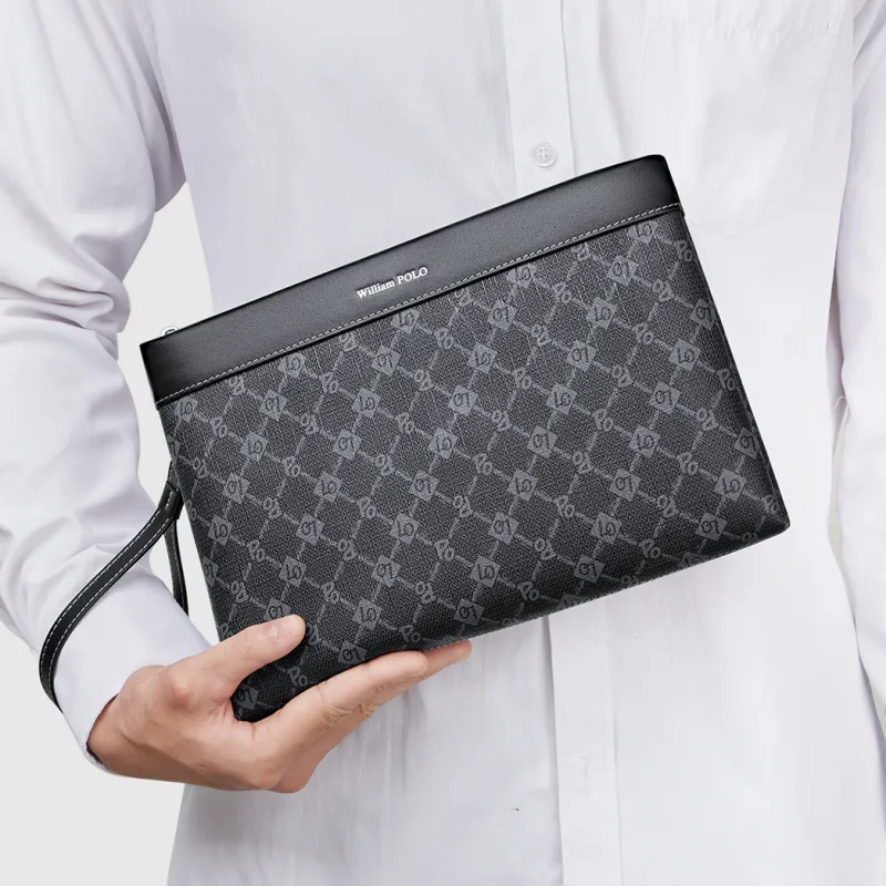 WilliamPOLO PVC Clutch Large Size Men's Black-7