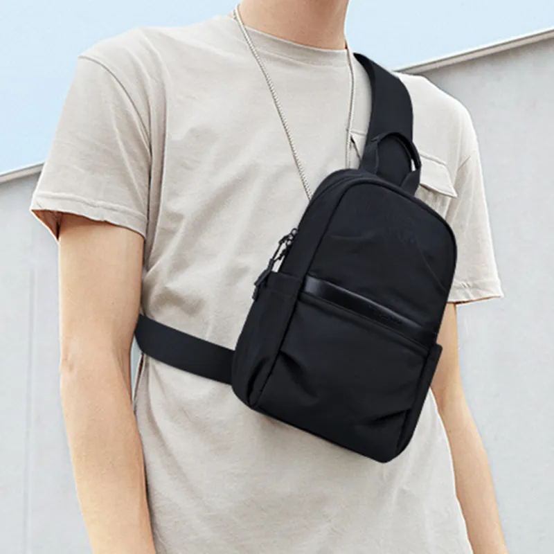 WilliamPOLO Fabric Shoulder Bag Crossbody Bag Biker Bag Sling Bags Regular Men's Black-7