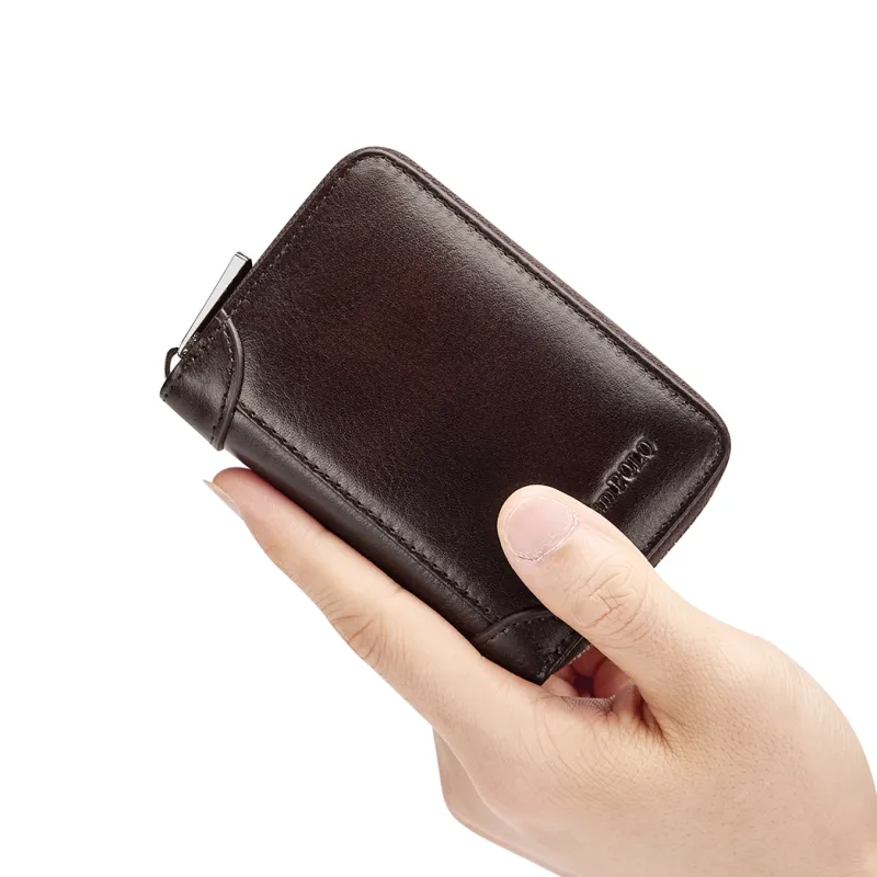 WilliamPOLO Cow Leather Coin Purses Card Holders Regular Men's Yellow Brown/Black Coffee-6