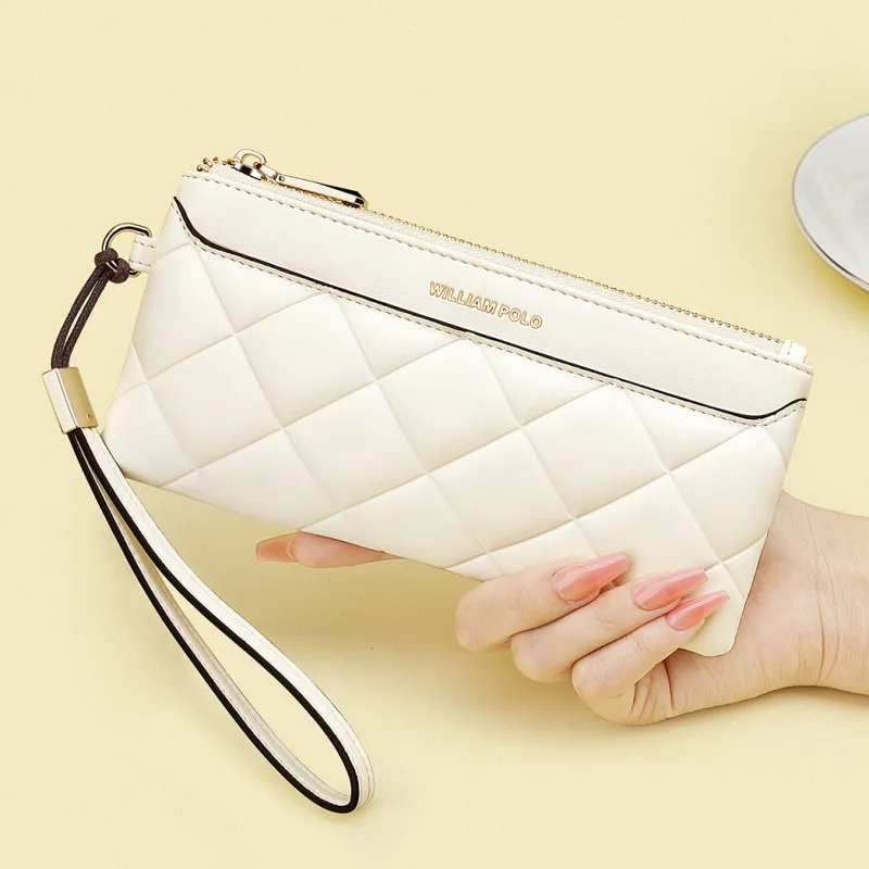 WilliamPOLO PU 6.5 Inches Cell Phone Pouch With Zip Closure Large Capacity Coin Purse Wallet Regular Women's Multicolor-4