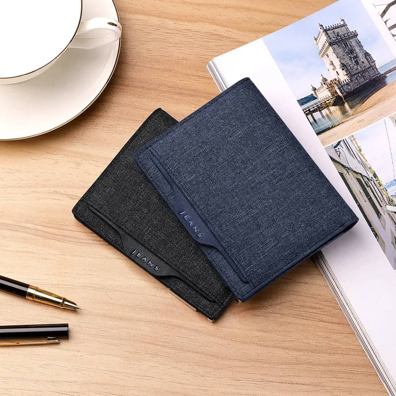 WilliamPOLO Canvas Wallet With Multiple Card Slots Coin Purse Canvas Bag Regular Men's Blue/Black-11