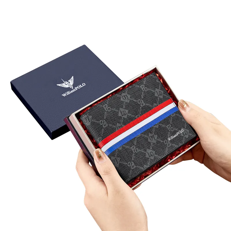 WilliamPOLO Printed PVC Cropped Wallet Money Clip Men's-3