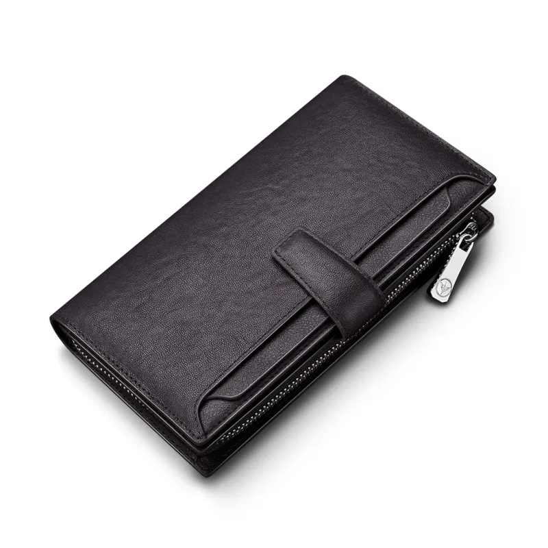 WilliamPOLO Cow Leather Wallet Men's Black/Coffee-8