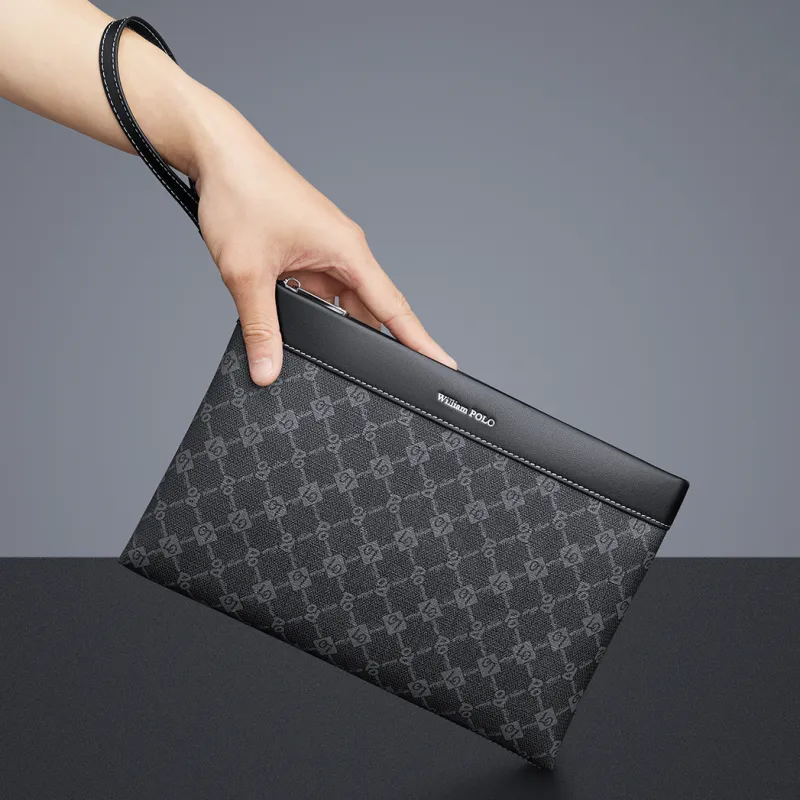 WilliamPOLO PVC Clutch Large Size Men's Black-6