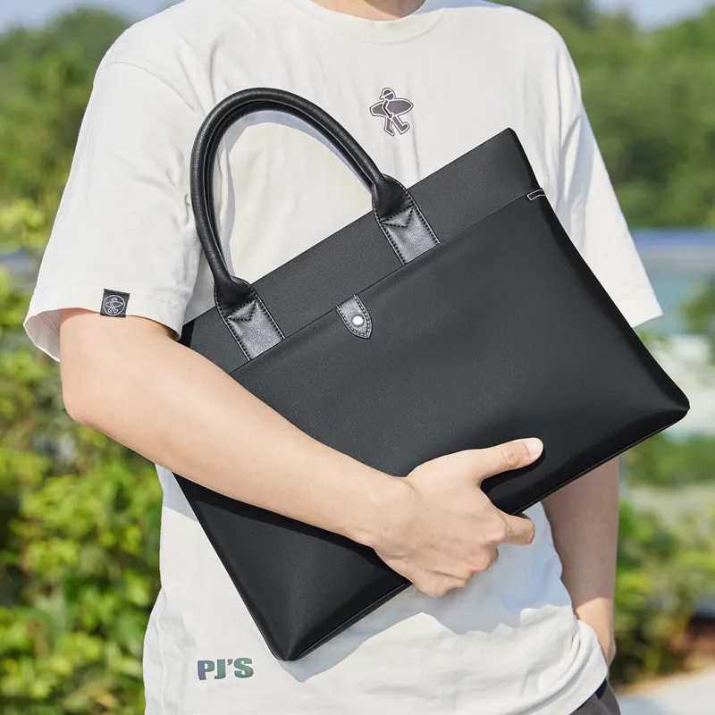 WilliamPOLO Nylon Computer Handbag Business Briefcase Medium Size Men's Black-8