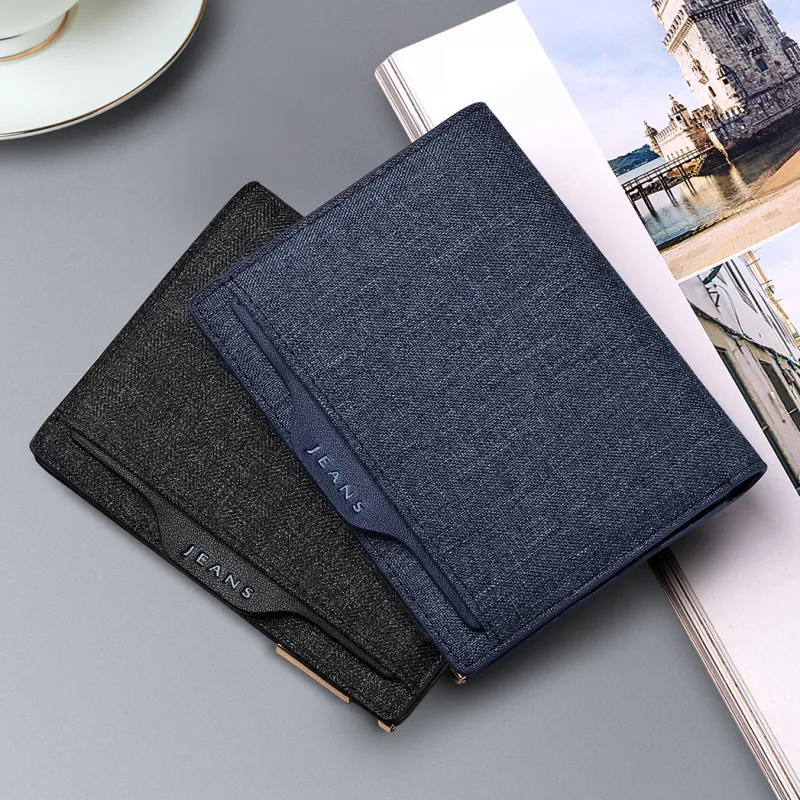WilliamPOLO Canvas Wallet With Multiple Card Slots Coin Purse Canvas Bag Regular Men's Blue/Black-9