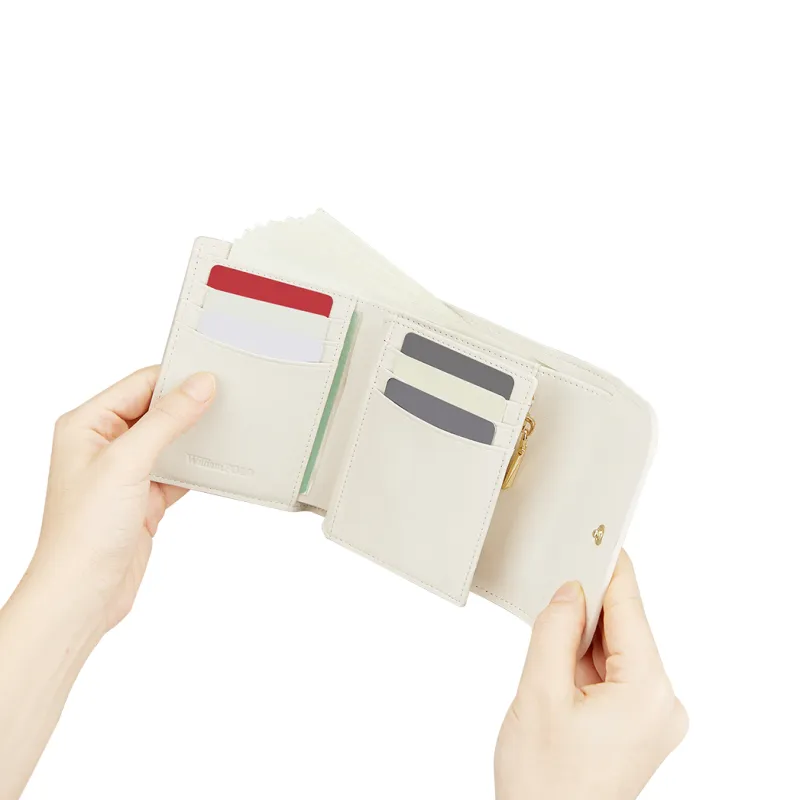 WilliamPOLO Cow Leather Coin Purse Cropped Wallet Regular Women's White/Black/Red/Pink-5