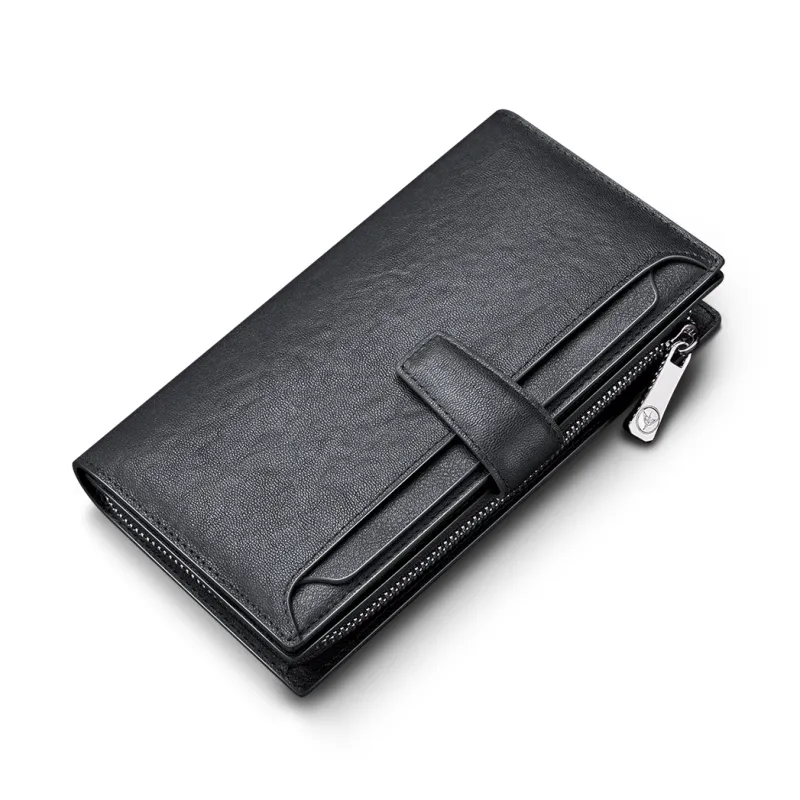 WilliamPOLO Cow Leather Wallet Men's Black/Coffee-2