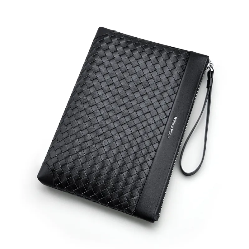 WilliamPOLO Cow Leather Clutch Men's Black-3