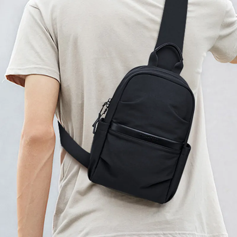 WilliamPOLO Fabric Shoulder Bag Crossbody Bag Biker Bag Sling Bags Regular Men's Black-6