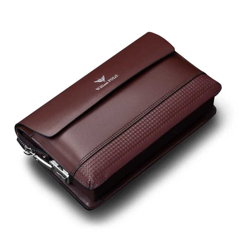 WilliamPOLO Split Cow Leather Money Clip, Wallet, Card Holder, Smartphone Passport Holder, Clutch Men's Black/Coffee-6