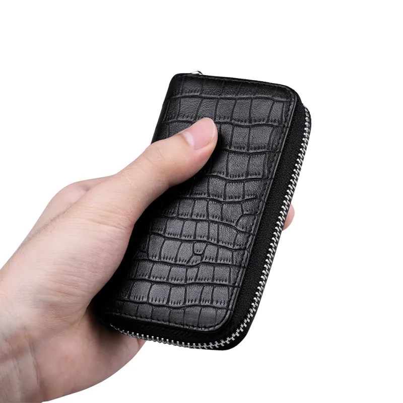 WilliamPOLO Top Grain Cow Leather Keychain Zip Closure Car Key Pouch Coin Purse Regular Men's Multicolor-8