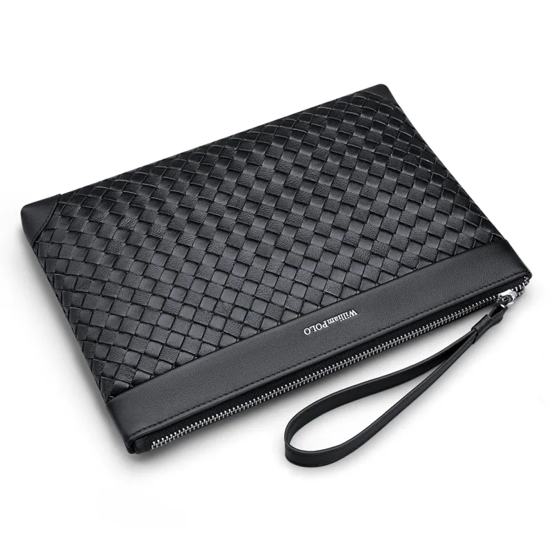 WilliamPOLO Cow Leather Clutch Men's Black-2
