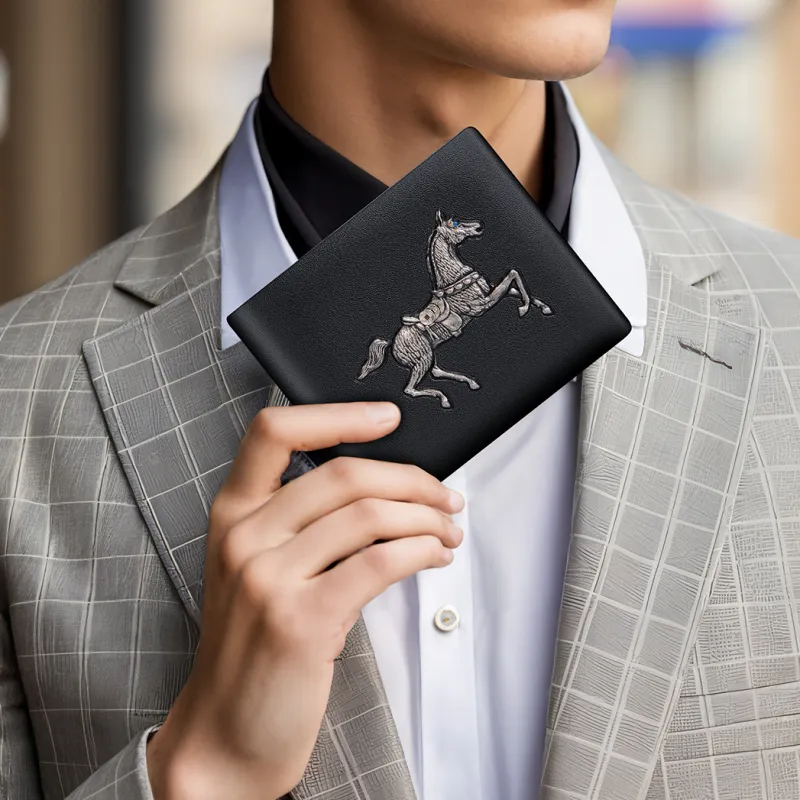 WilliamPOLO Top Grain Cow Leather Cropped Premium Wallet With Multiple Card Slots And Money Clip Men's Black-8