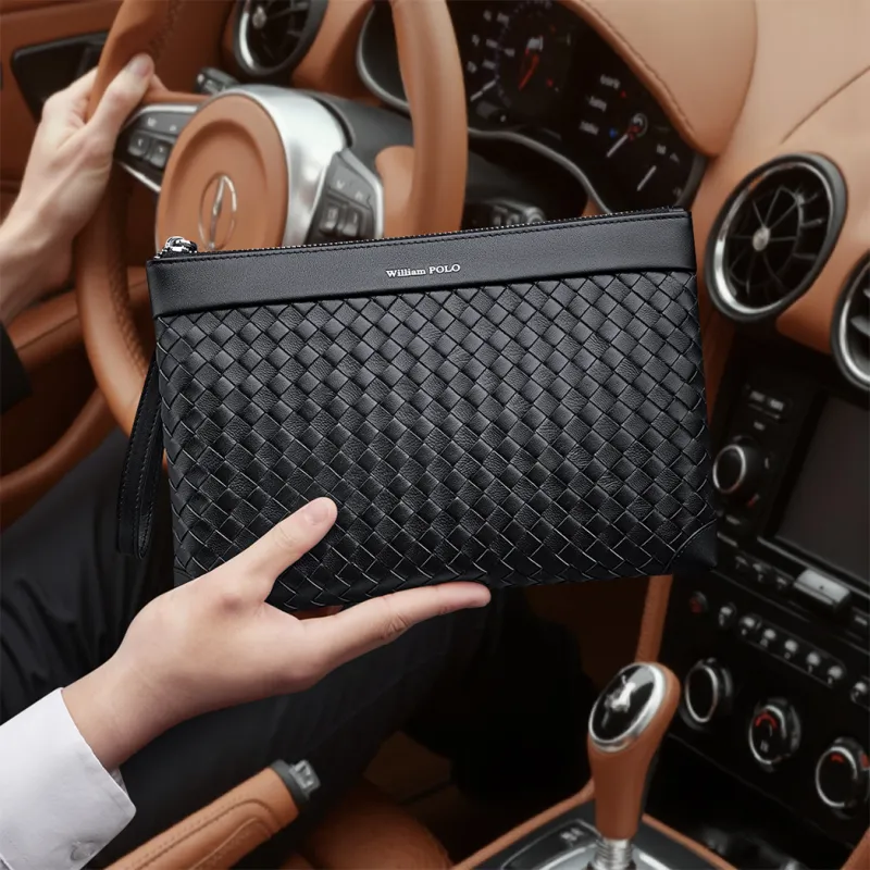 WilliamPOLO Cow Leather Clutch Men's Black-7