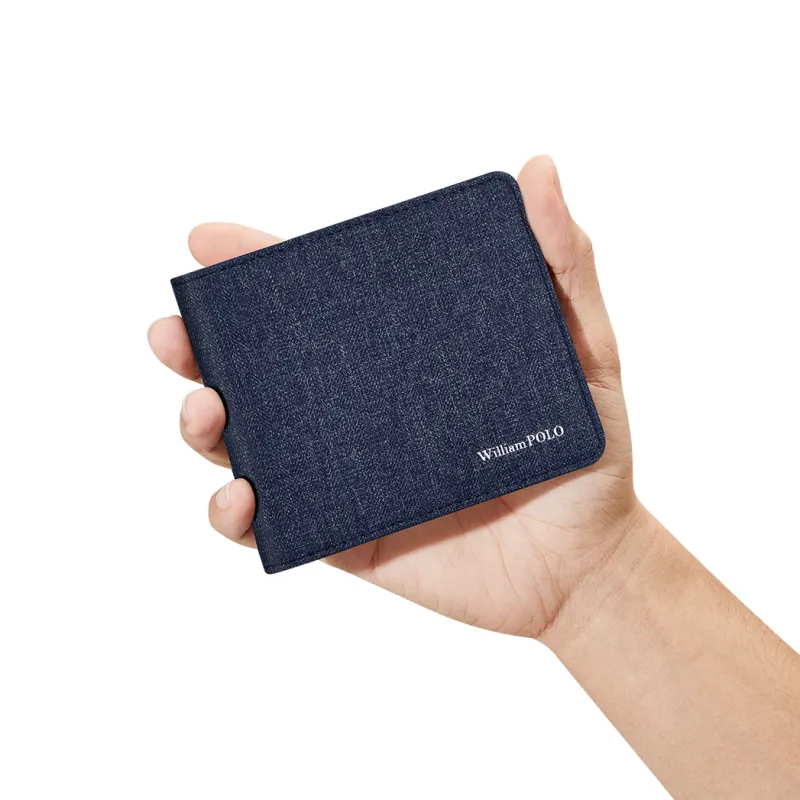 WilliamPOLO Canvas Wallet Regular Men's Black/Blue-4