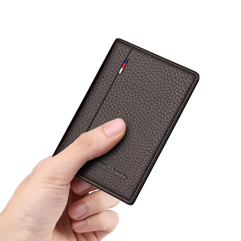 WilliamPOLO Litchi Grain Top Grain Cow Leather Card Holder Coin Purse Unisex-10