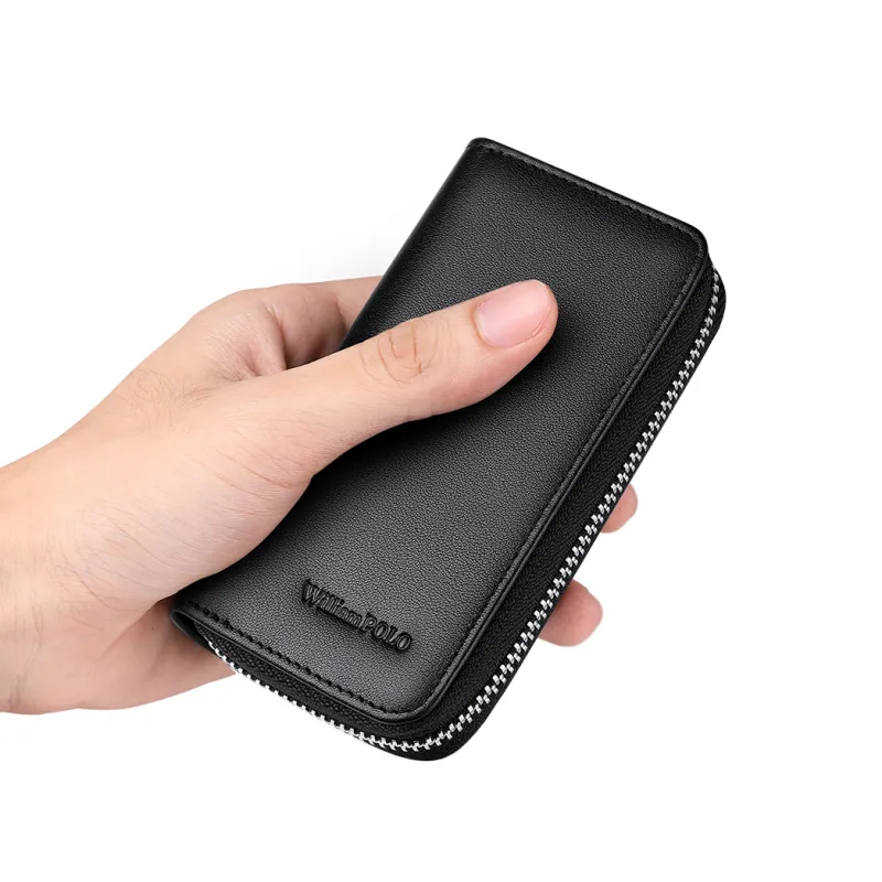 WilliamPOLO Top Grain Cow Leather Keychain Zip Closure Car Key Pouch Coin Purse Regular Men's Multicolor-5