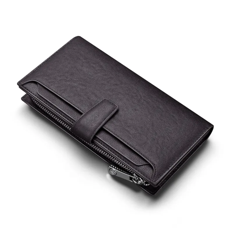 WilliamPOLO Cow Leather Wallet Men's Black/Coffee-9