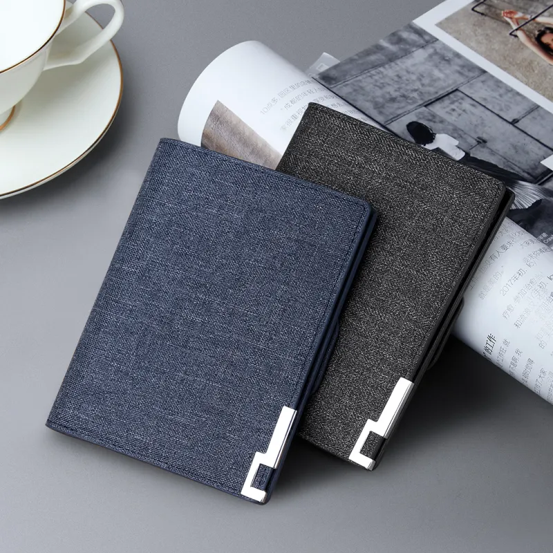 WilliamPOLO Canvas Wallet With Multiple Card Slots Coin Purse Canvas Bag Regular Men's Blue/Black-8