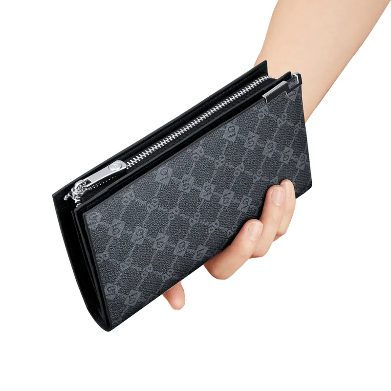 WilliamPOLO PVC Anti Theft Multi Compartment Ticket Clip Cell Phone Wallet Clutch Regular Men's Black-6