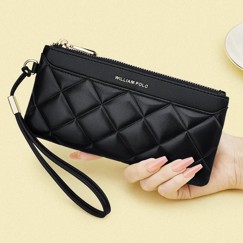WilliamPOLO PU 6.5 Inches Cell Phone Pouch With Zip Closure Large Capacity Coin Purse Wallet Regular Women's Multicolor-9