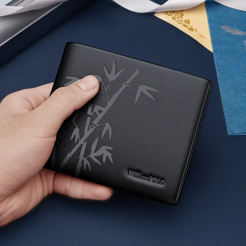 WilliamPOLO Cow Leather Wallet Men's Black-6