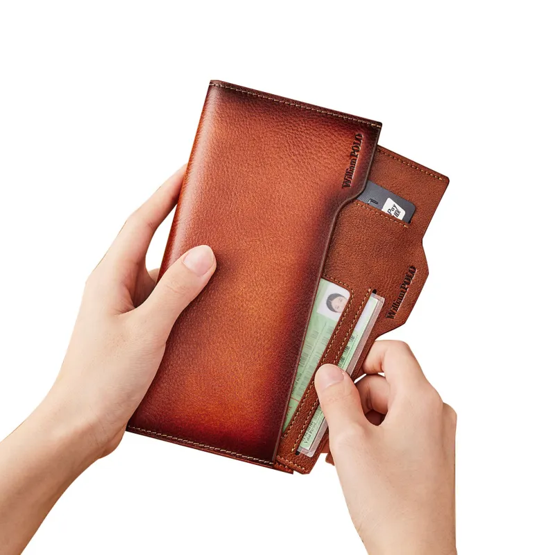 WilliamPOLO Top Grain Cow Leather Multifunction Card Holder Wallet Regular Men's Multicolor-12