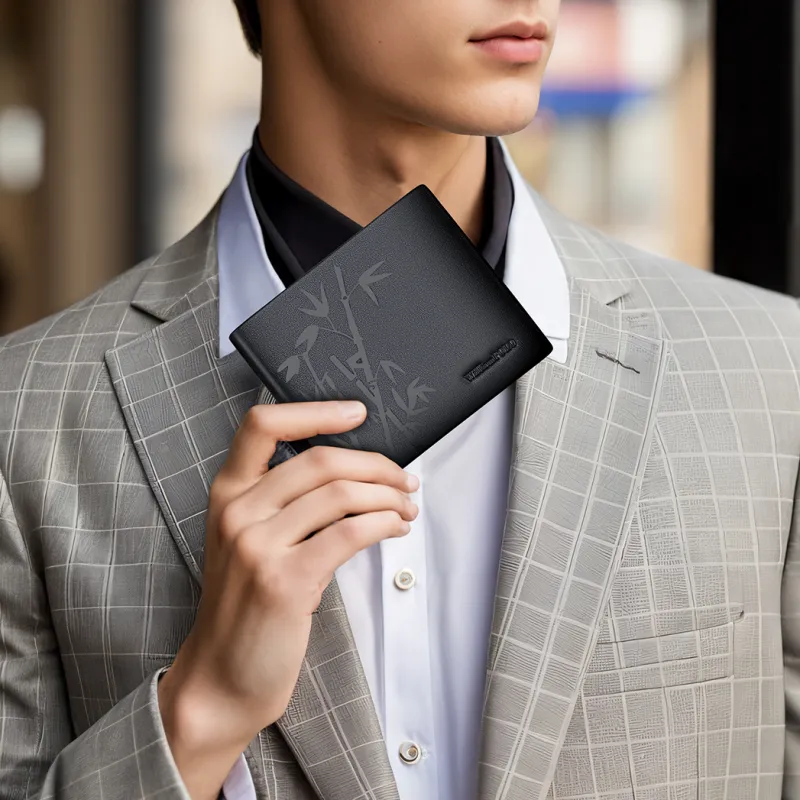 WilliamPOLO Cow Leather Wallet Men's Black-5