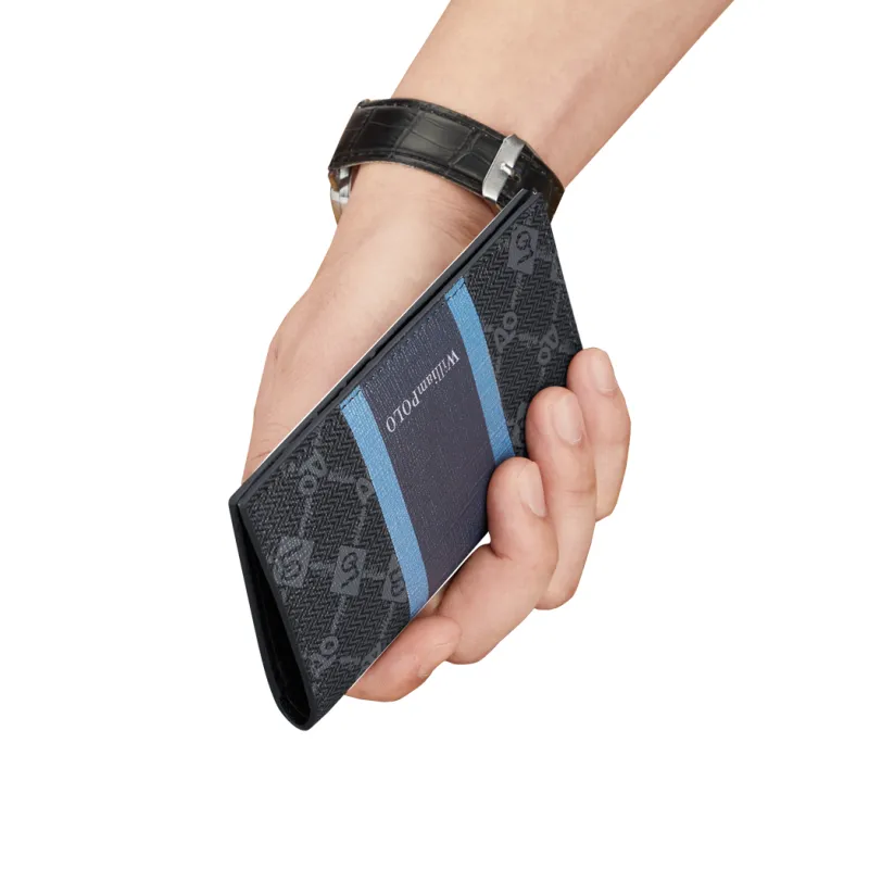 WilliamPOLO PVC Money Clip Card Holder Regular Men's Gray Blue-4