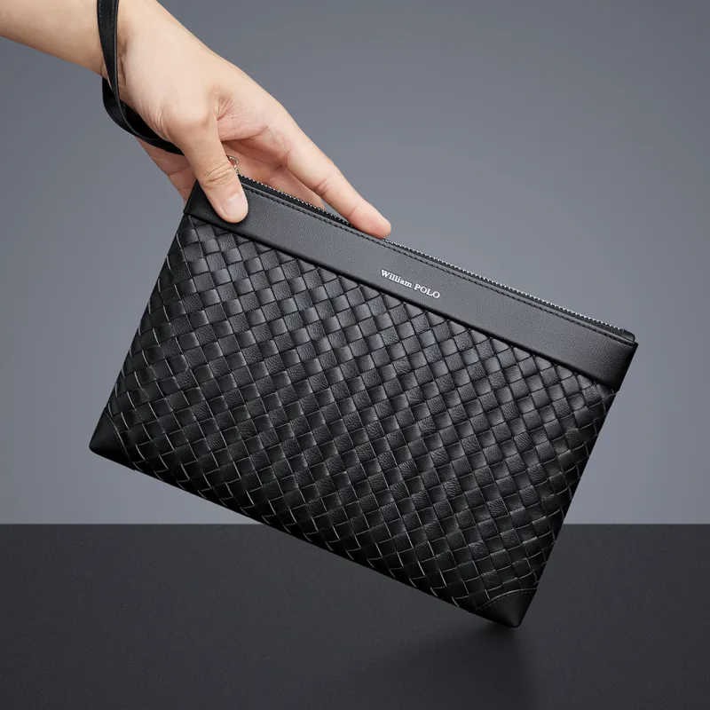 WilliamPOLO Cow Leather Clutch Men's Black-6