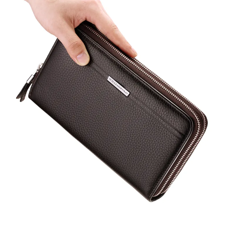 WilliamPOLO Top Grain Cow Leather Long Wallet With Multiple Card Slots Clutch Large Size Men's Multicolor-13