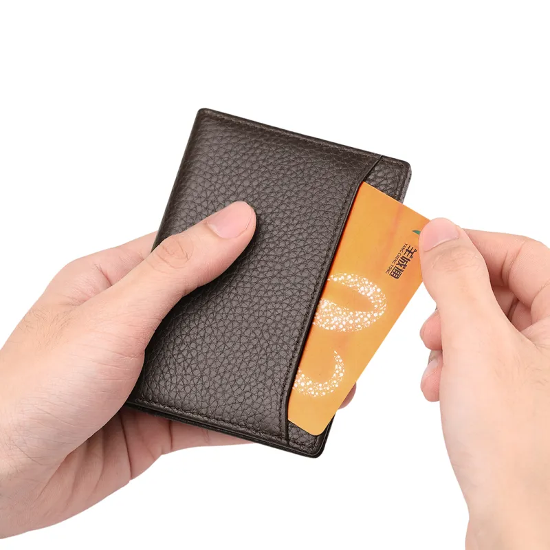 WilliamPOLO Litchi Grain Top Grain Cow Leather Card Holder Coin Purse Unisex-8