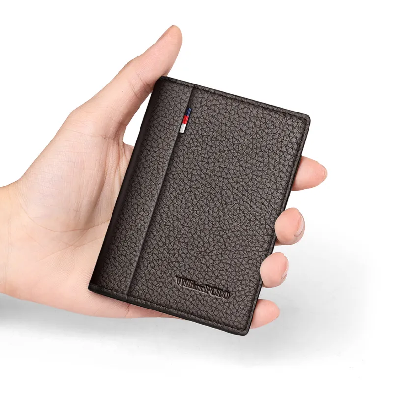 WilliamPOLO Litchi Grain Top Grain Cow Leather Card Holder Coin Purse Unisex-9