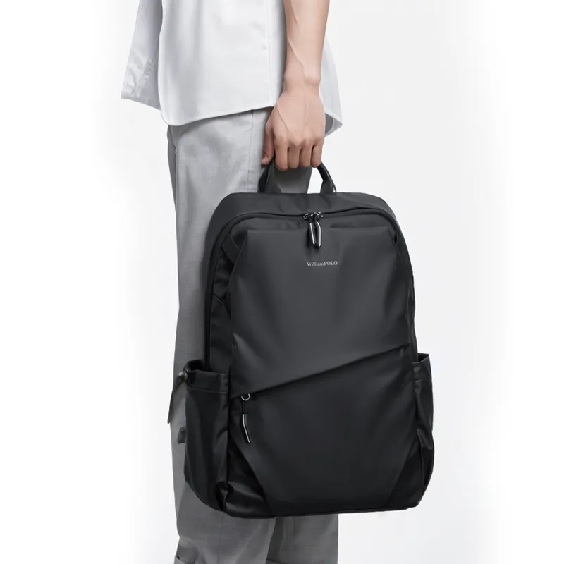 WilliamPOLO Fabric Backpack Large Size Men's Black-6
