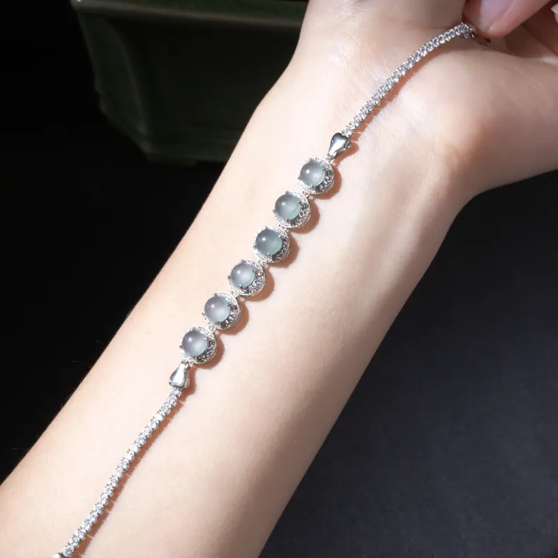 Green Waves Ice Glutinous Jadeite Bracelets Women's-4
