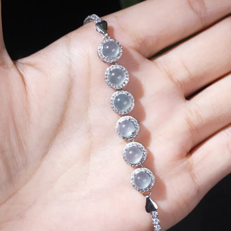 Green Waves Ice Glutinous Jadeite Bracelets Women's-1