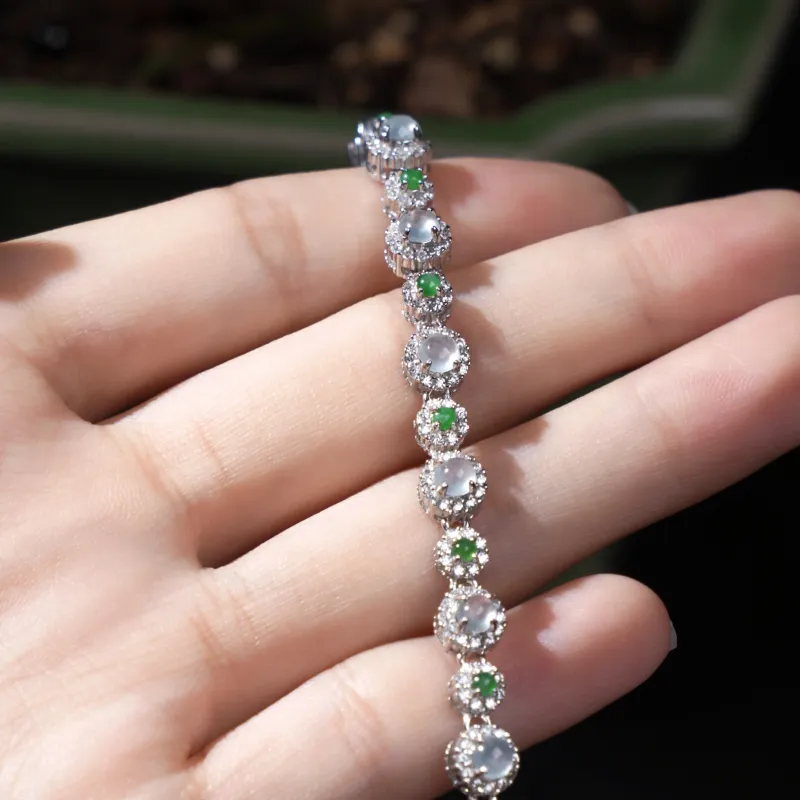 Green Waves Ice Type Jadeite Bracelets Women's-1